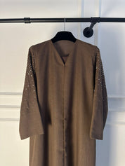 C 2259 Tan Brown Beaded Abaya