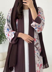 C 2261 Brown Floral Reversible Abaya