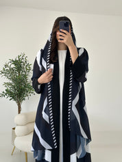 C 2264 Black White Printed Abaya