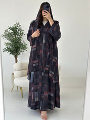 C 2265 Black Brown Printed Abaya