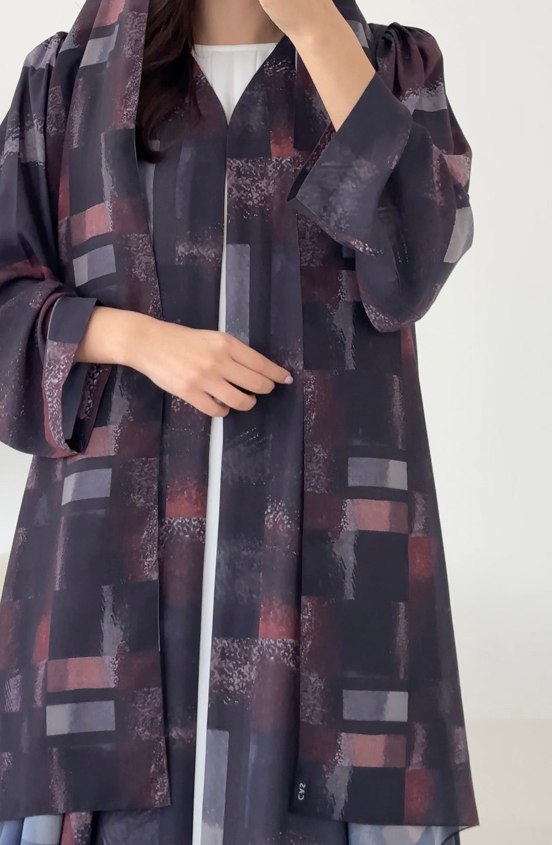 C 2265 Black Brown Printed Abaya
