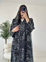 C 2270 Black Fern Printed Abaya