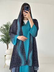 C 2271 Blue Polka Printed Abaya