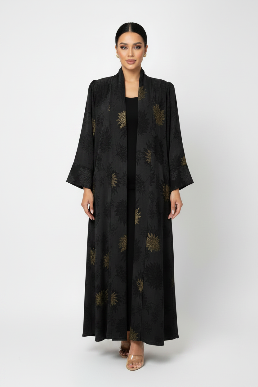 C 2273-01 Premium Black Gold Abaya