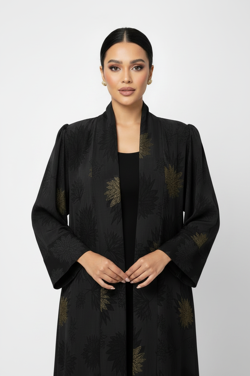C 2273-01 Premium Black Gold Abaya