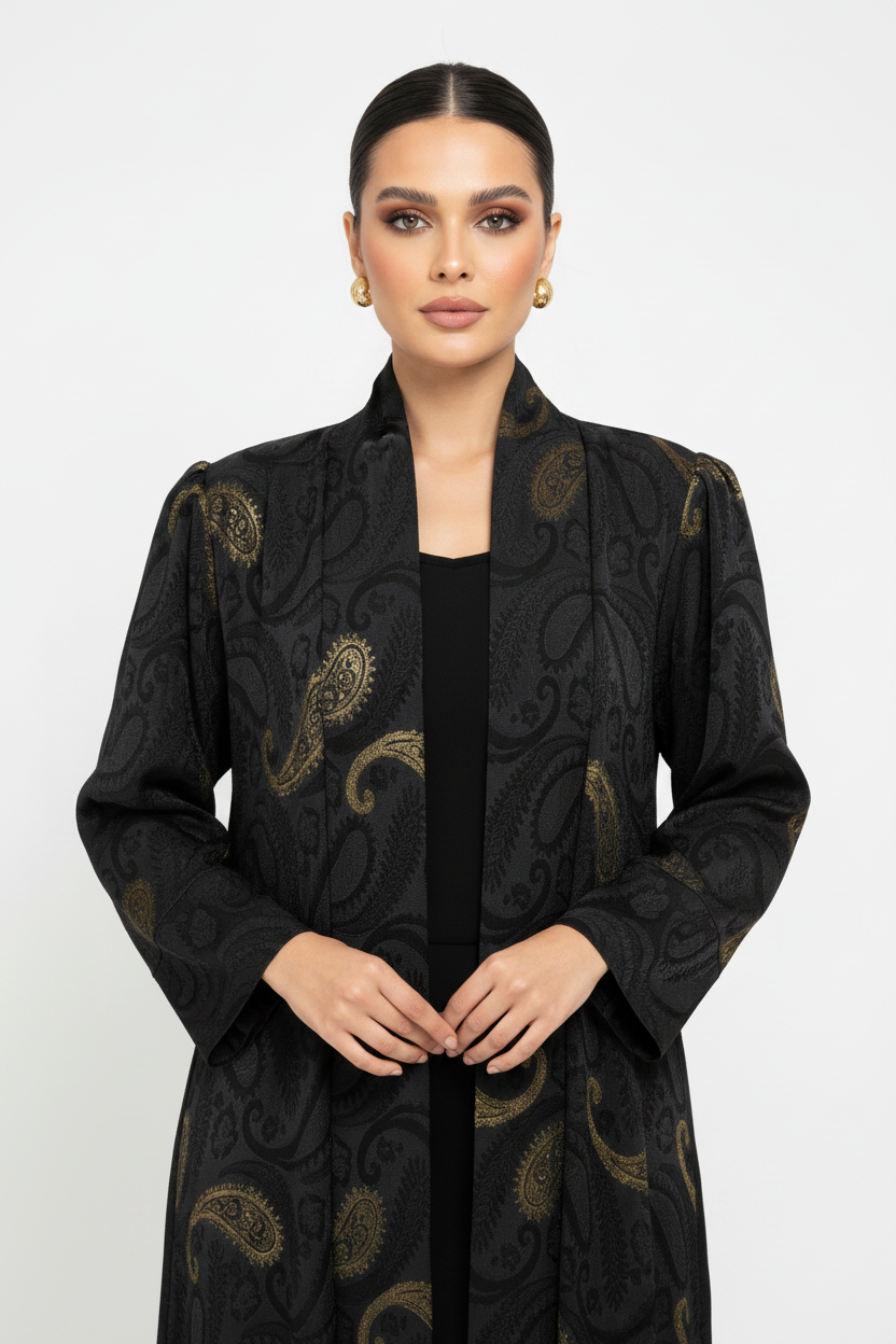 C 2273-02 Premium Black Gold Abaya