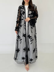 C 2274 Black Beaded Dantel Abaya