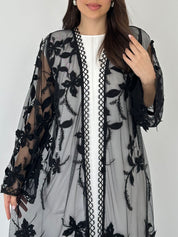 C 2274 Black Beaded Dantel Abaya