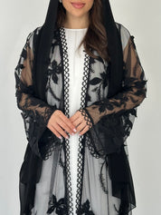 C 2274 Black Beaded Dantel Abaya
