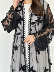C 2274 Black Beaded Dantel Abaya