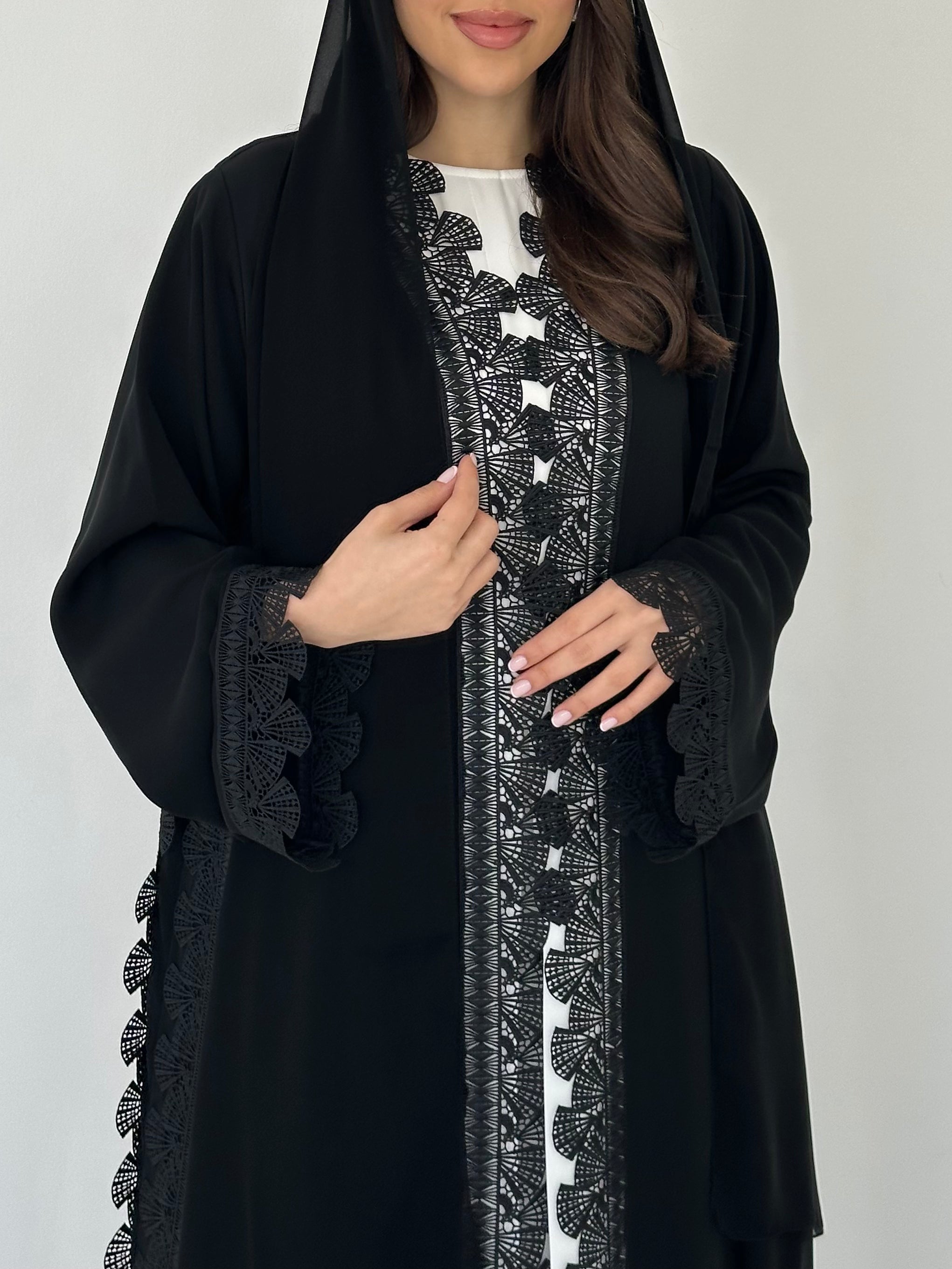 C 2276 Black Lace Abaya
