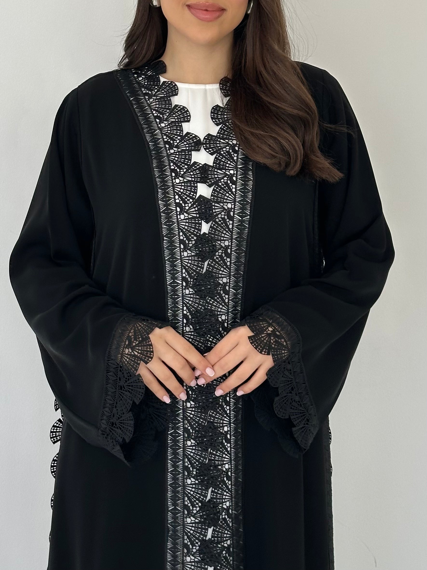 C 2276 Black Lace Abaya