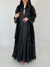 C 2279 Black Beaded Floral Abaya