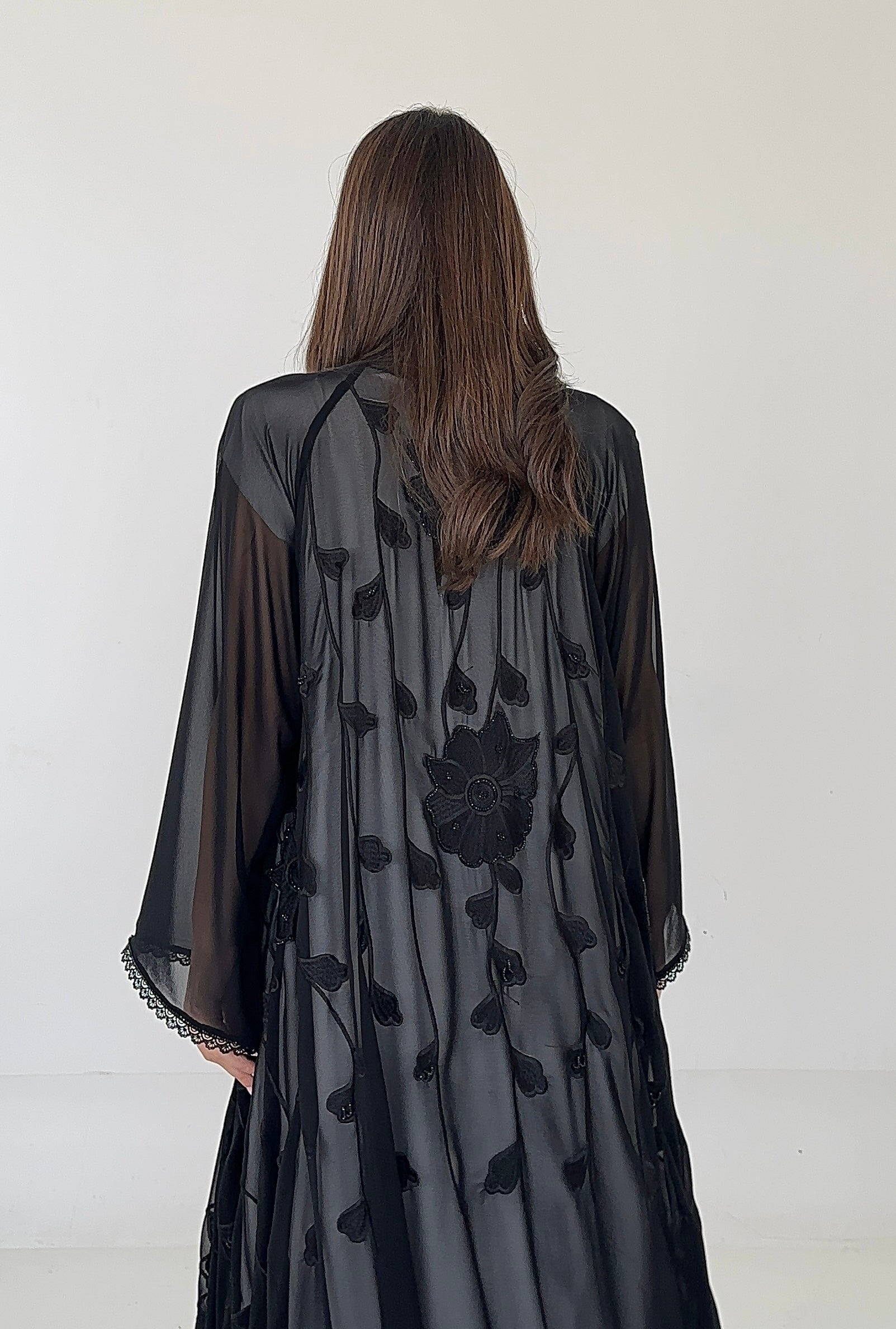 C 2280 Black Beaded Abaya