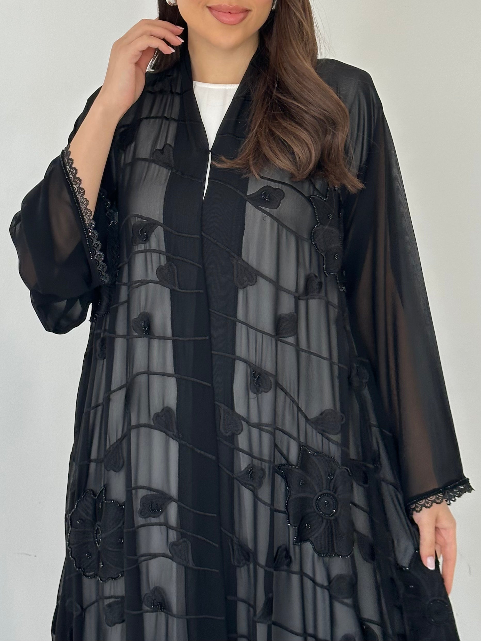 C 2280 Black Beaded Abaya