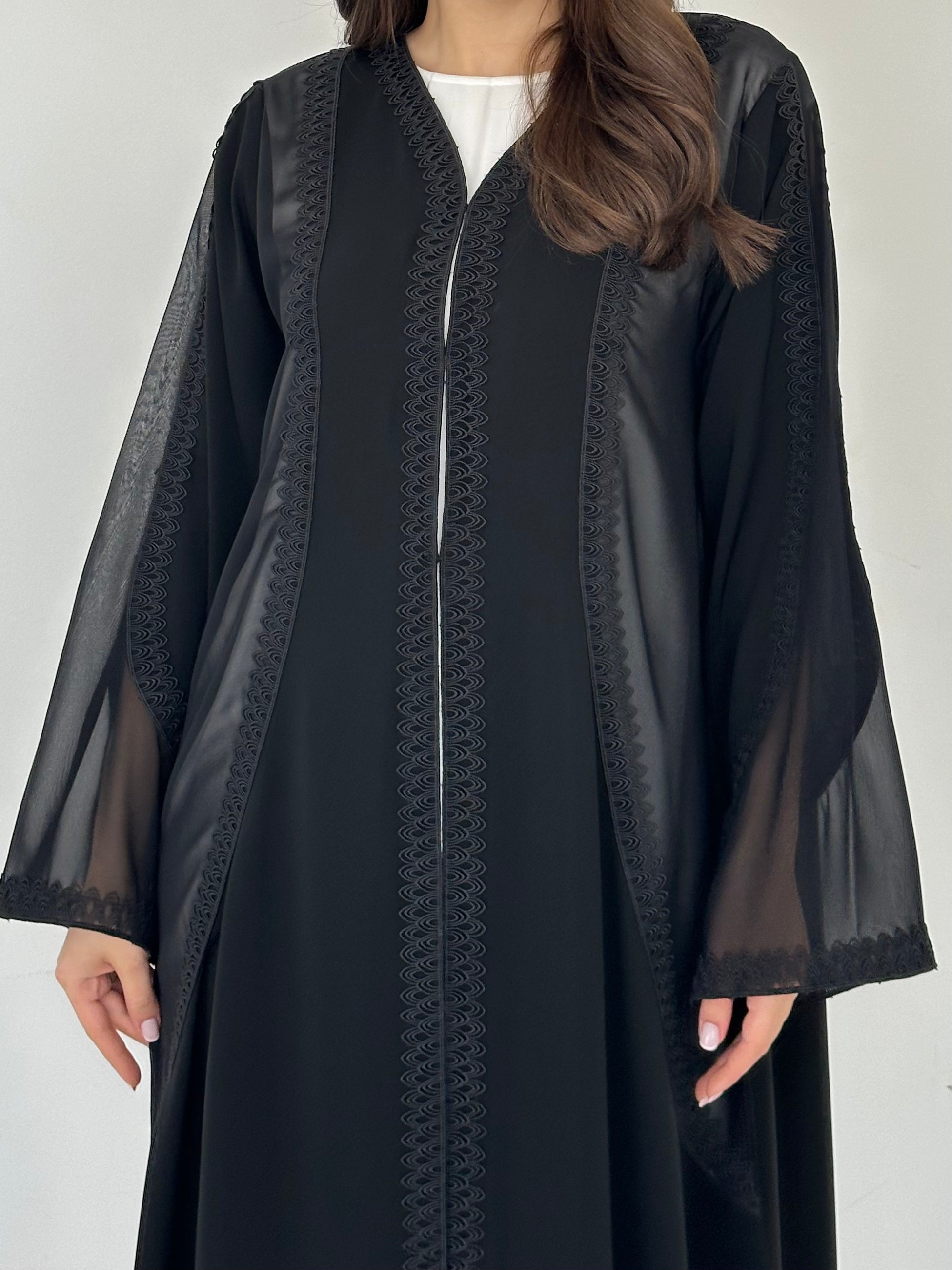 C 2281 Black Lace Abaya