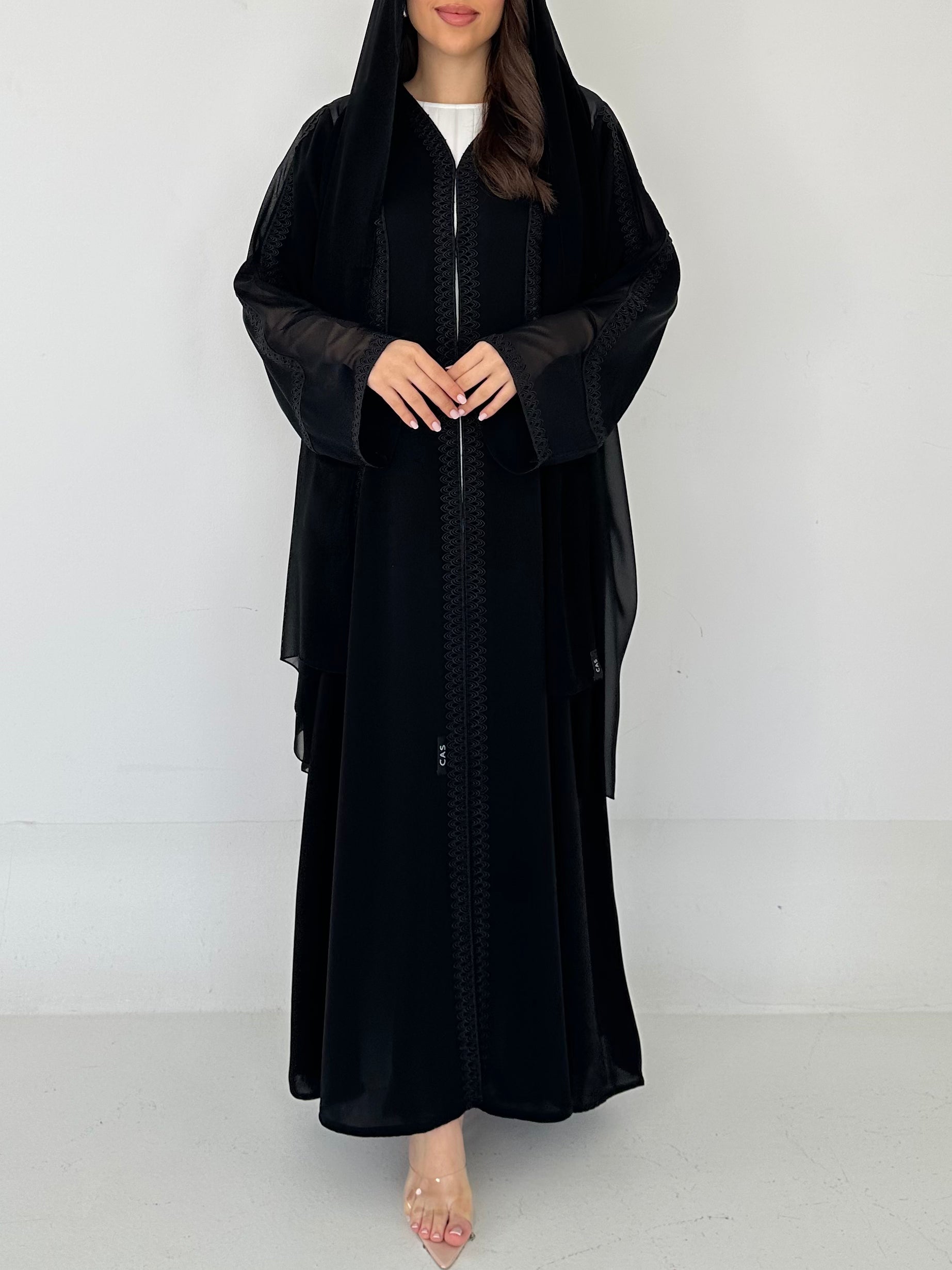 C 2281 Black Lace Abaya