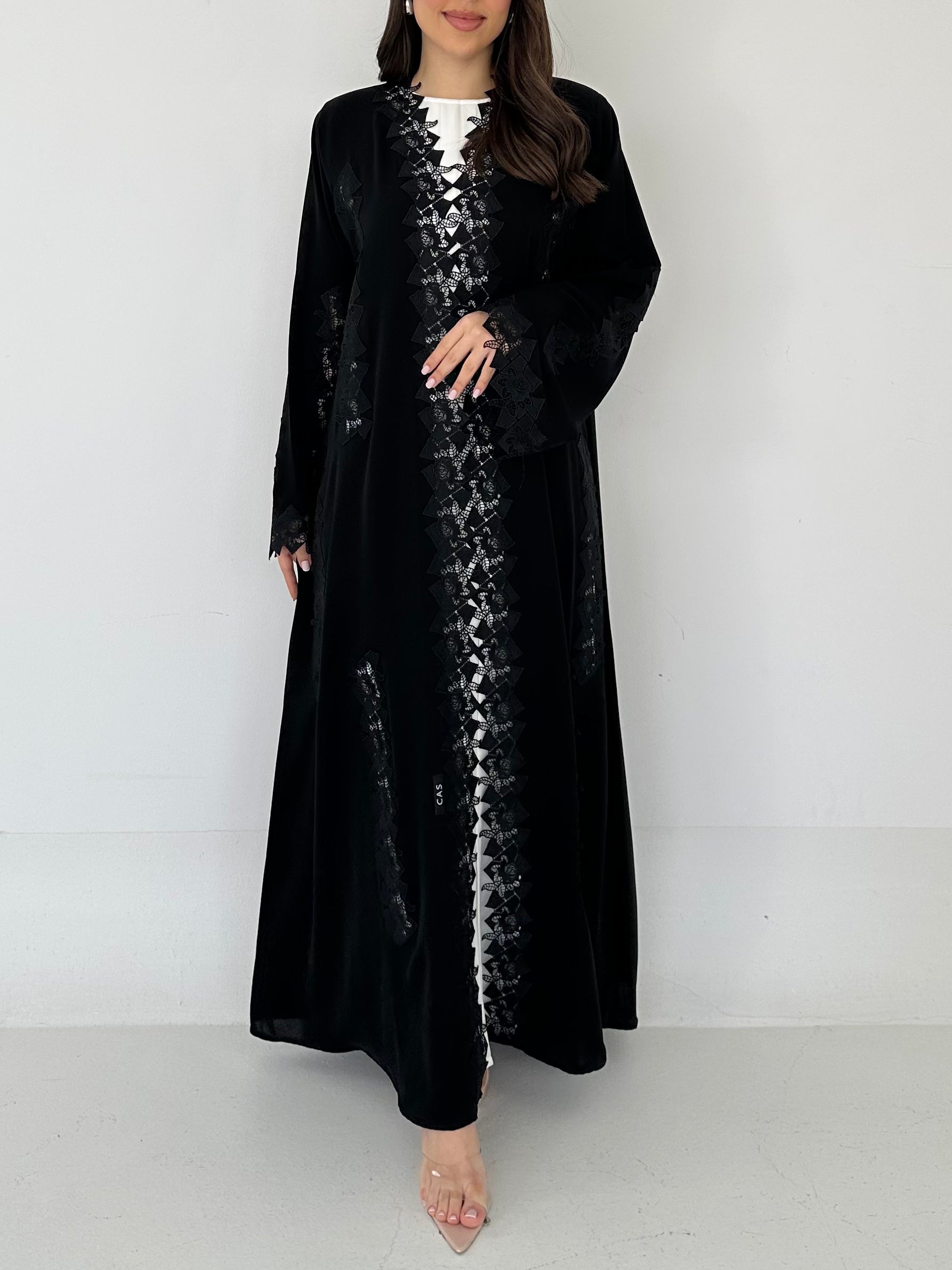 C 2282 Black Lace Abaya