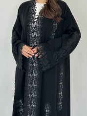 C 2282 Black Lace Abaya