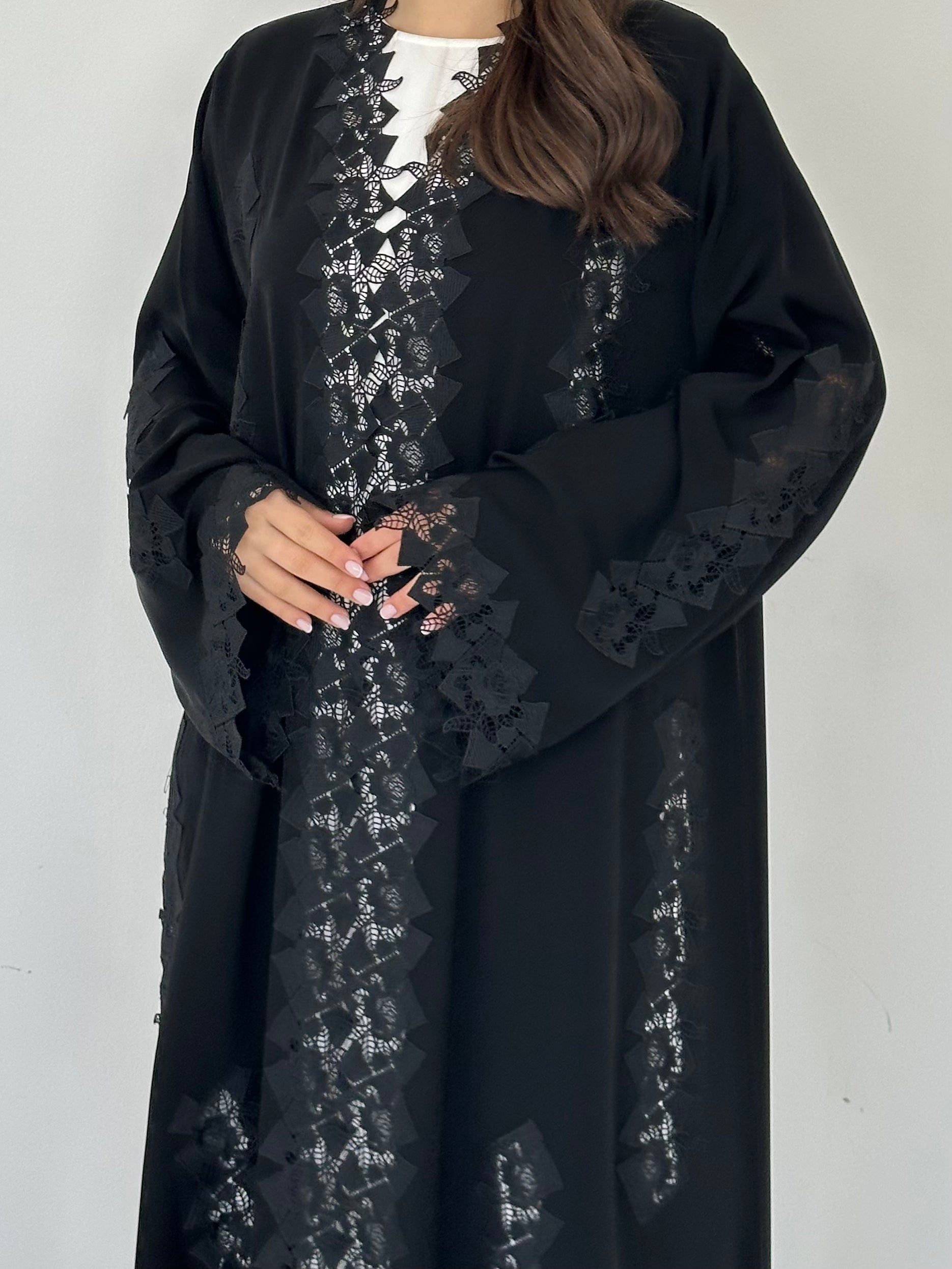 C 2282 Black Lace Abaya