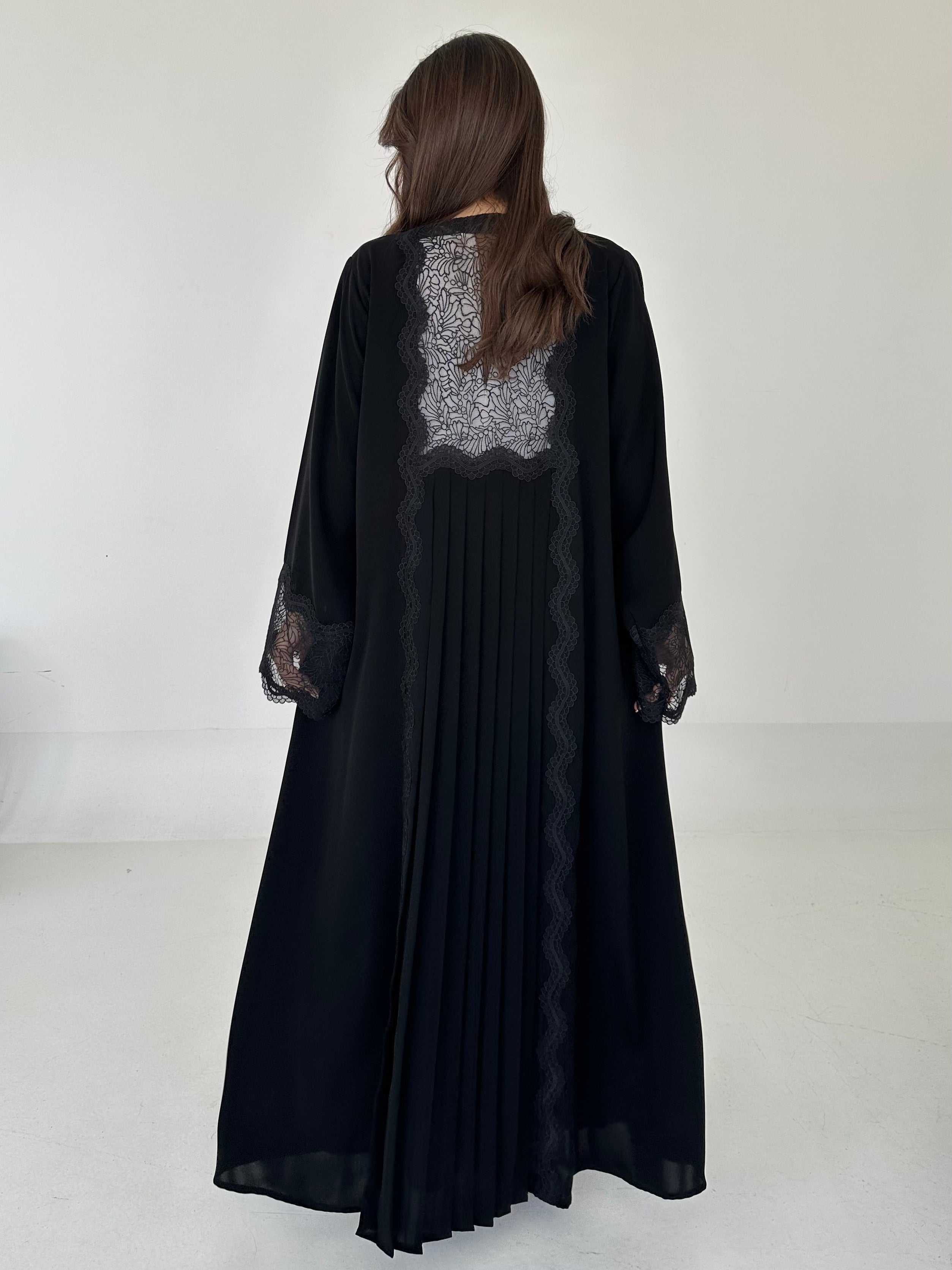 C 2283 Black Lace Abaya