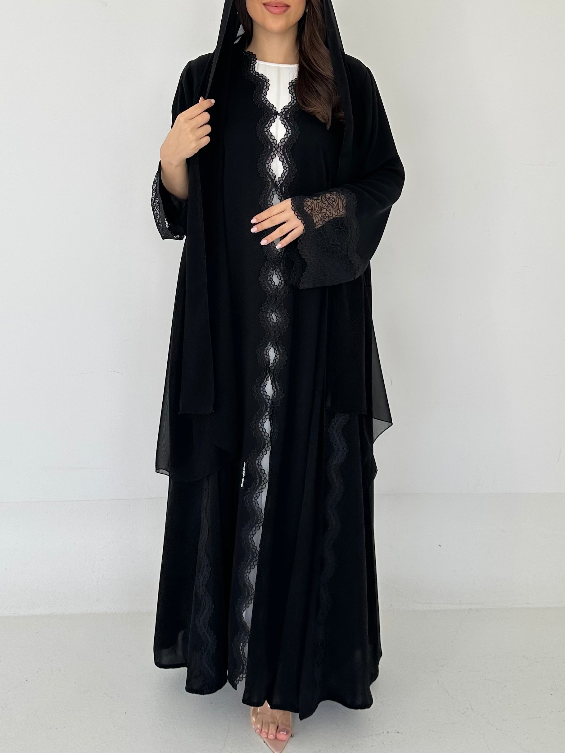 C 2283 Black Lace Abaya