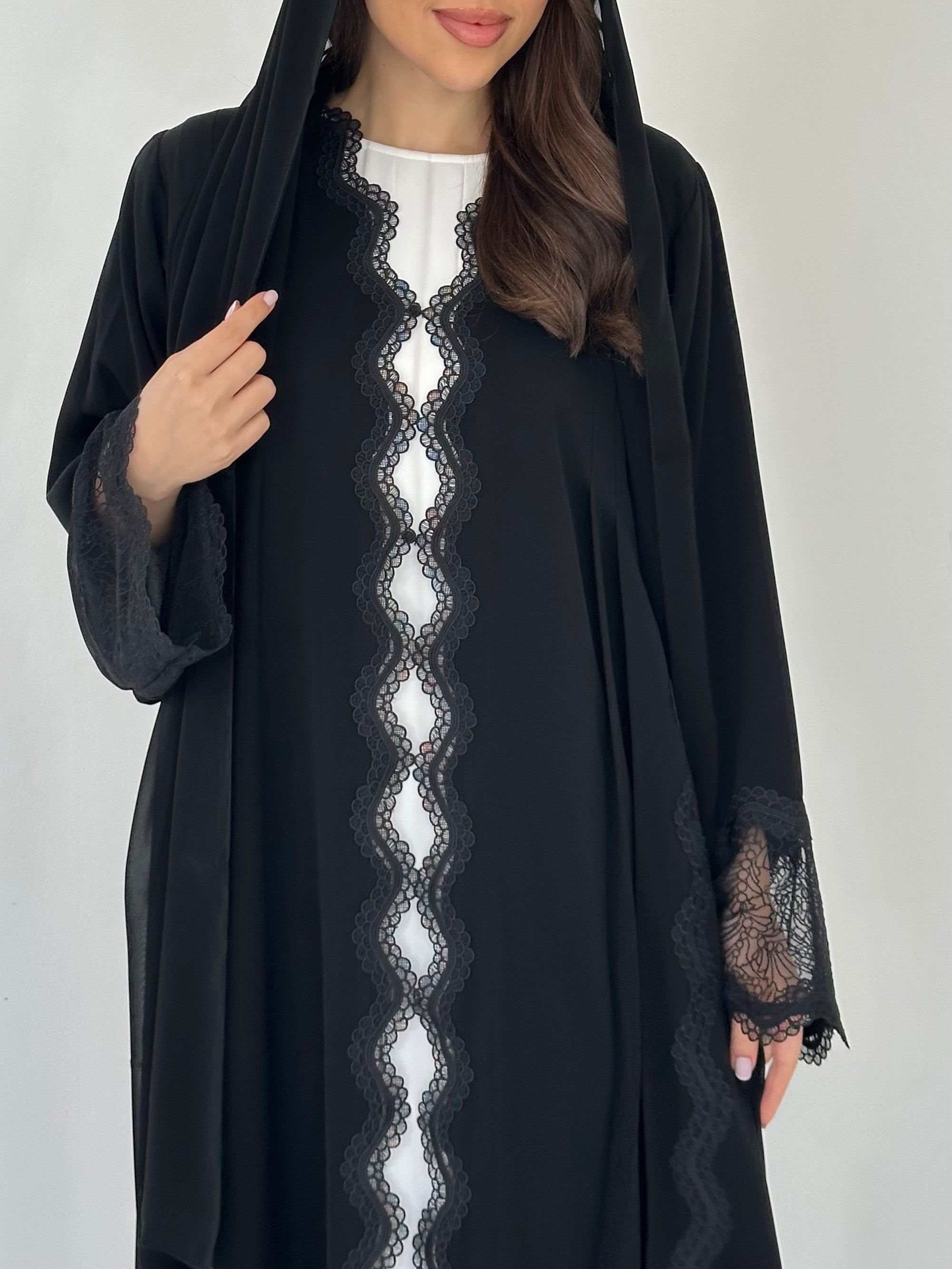 C 2283 Black Lace Abaya