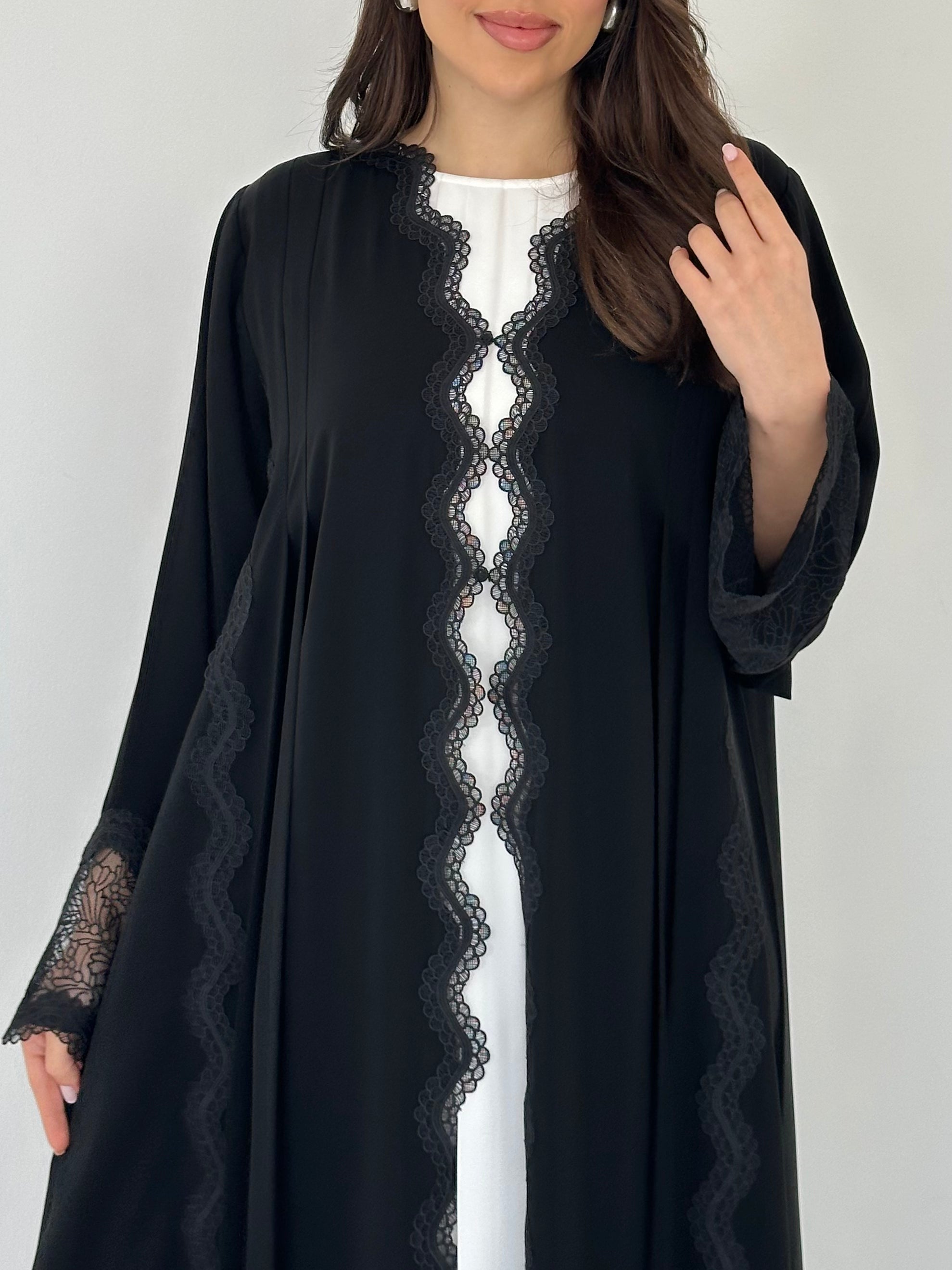 C 2283 Black Lace Abaya
