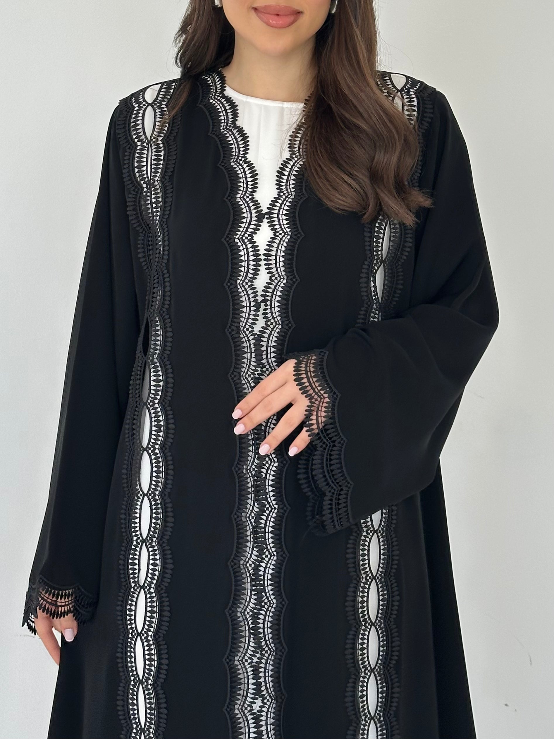 C 2284 Black Lace Abaya