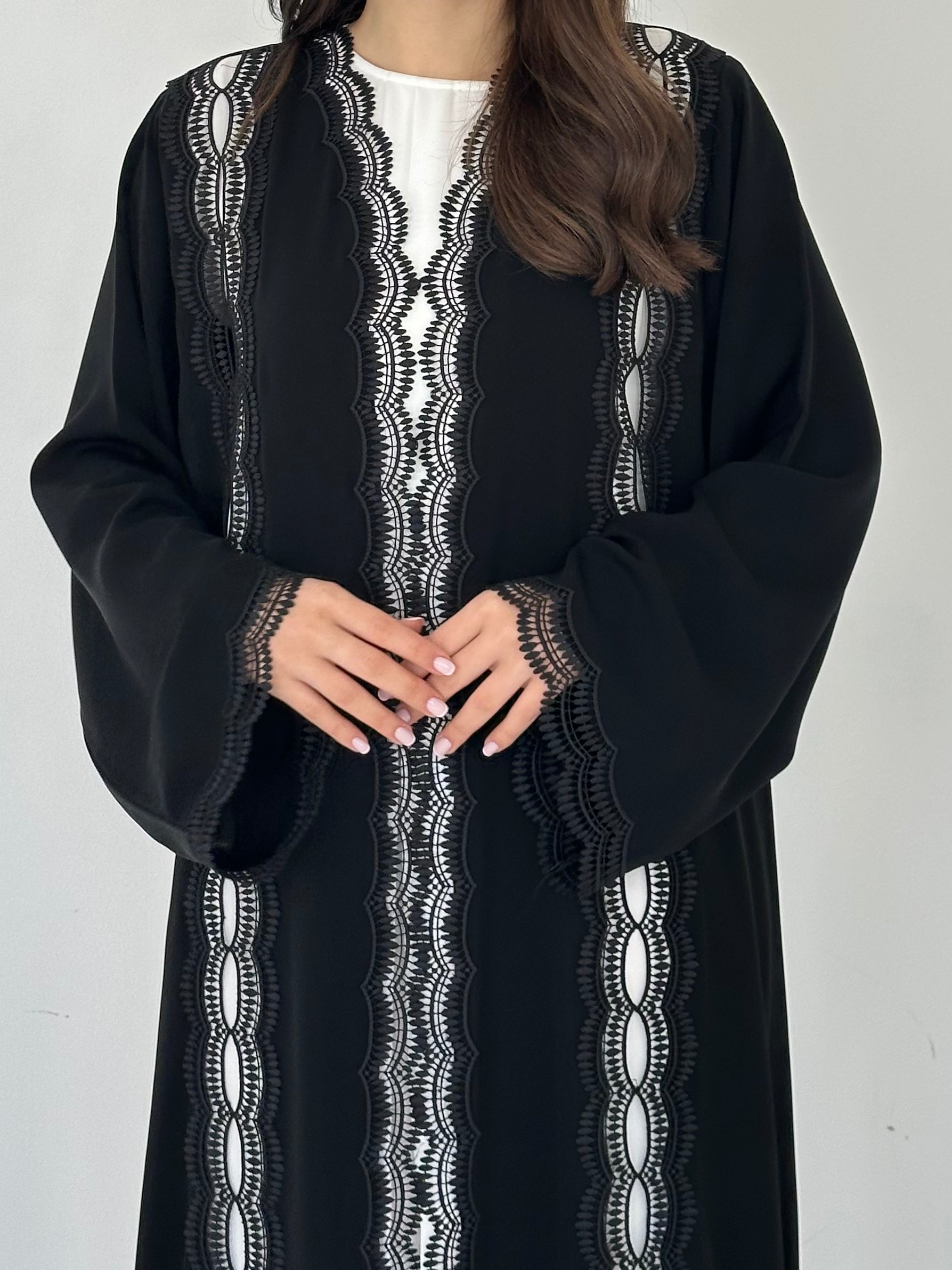 C 2284 Black Lace Abaya