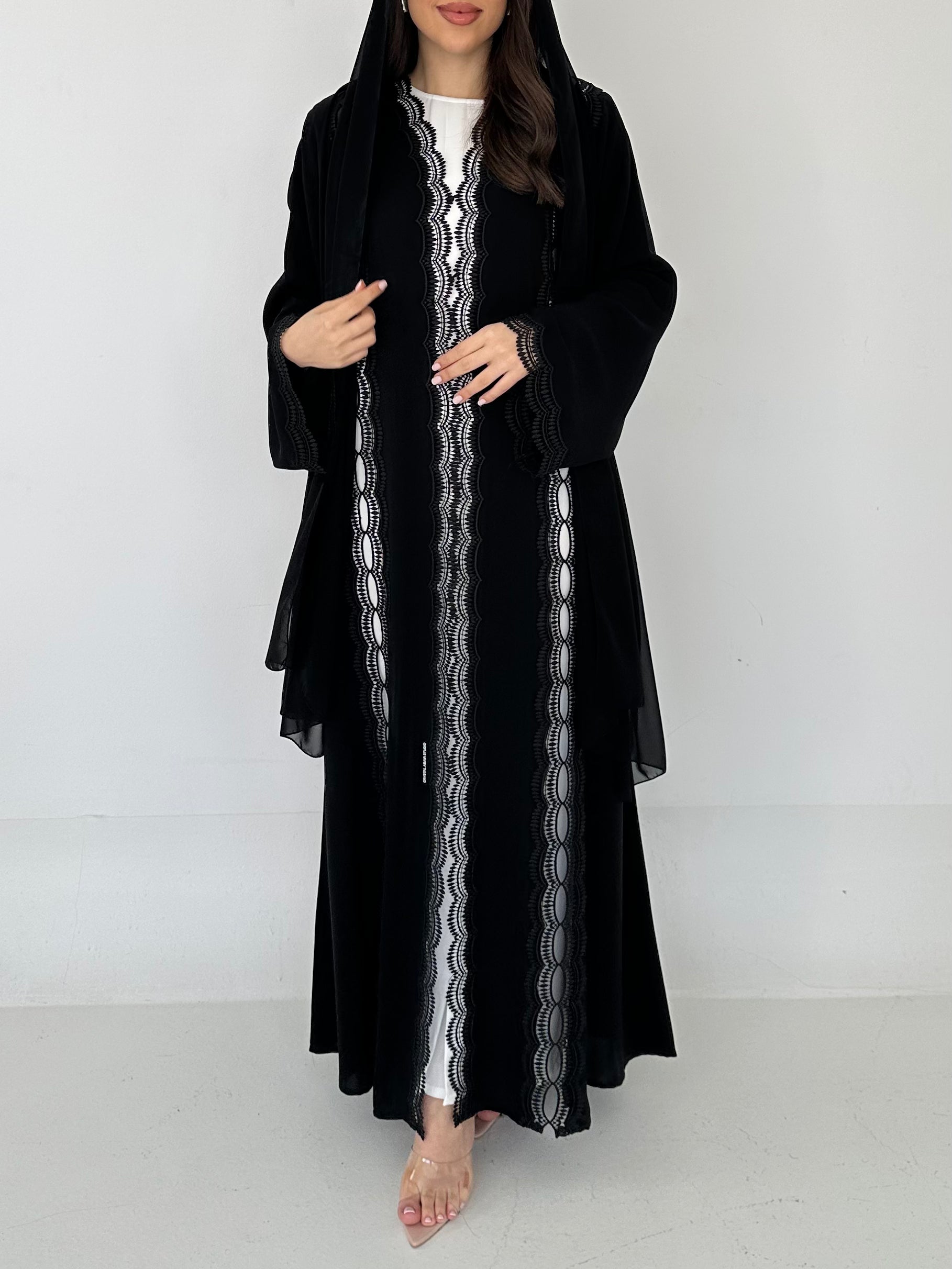 C 2284 Black Lace Abaya