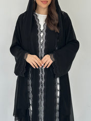 C 2284 Black Lace Abaya