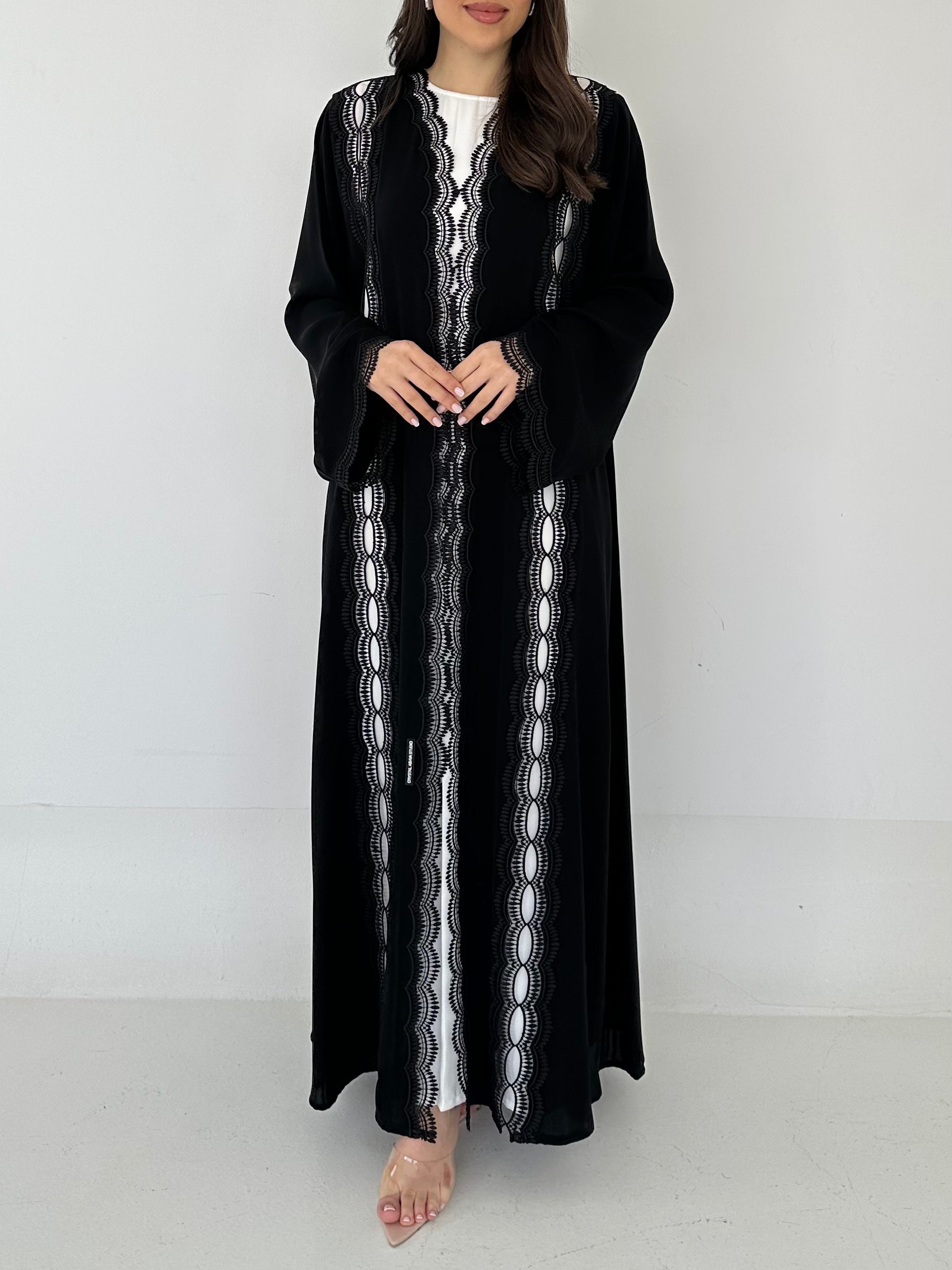 C 2284 Black Lace Abaya