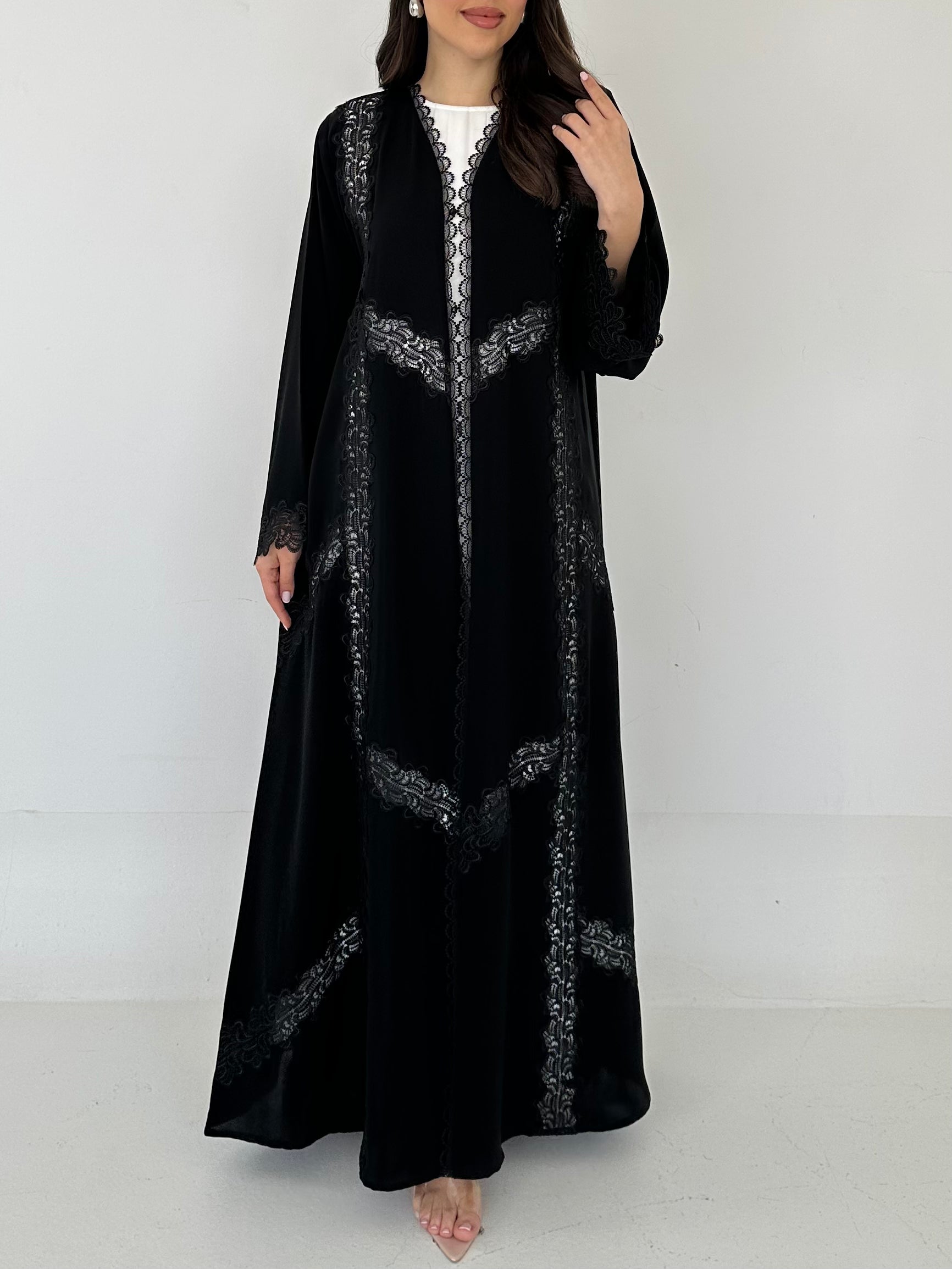 C 2285 Black Lace Abaya
