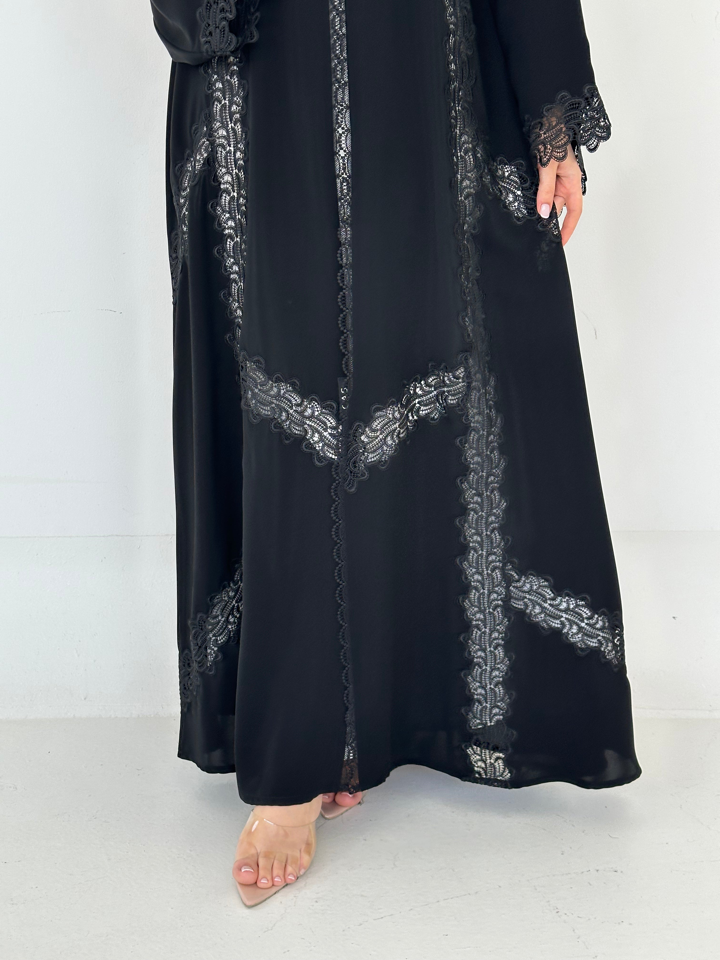 C 2285 Black Lace Abaya