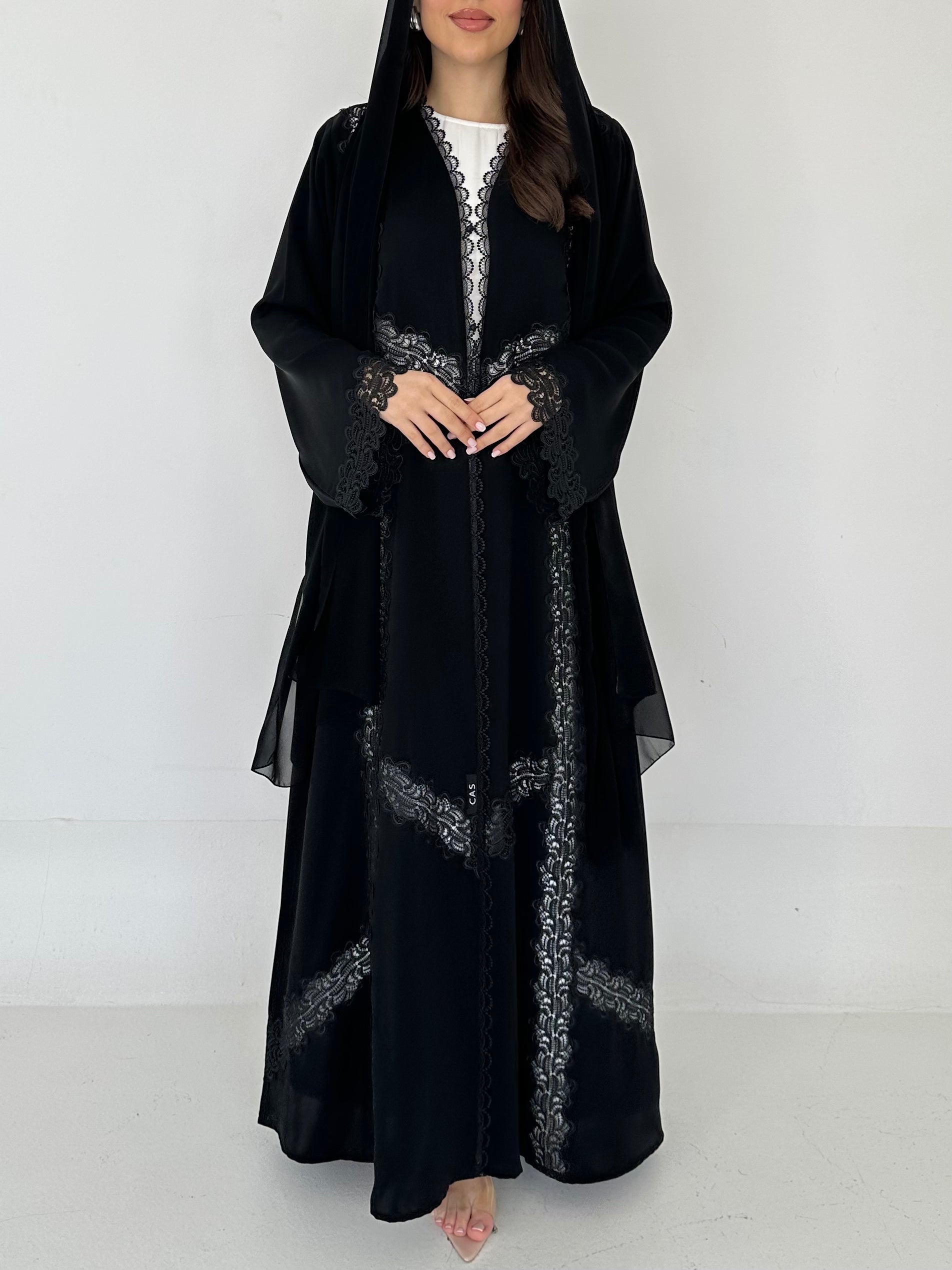 C 2285 Black Lace Abaya