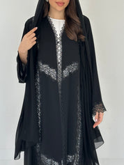 C 2285 Black Lace Abaya