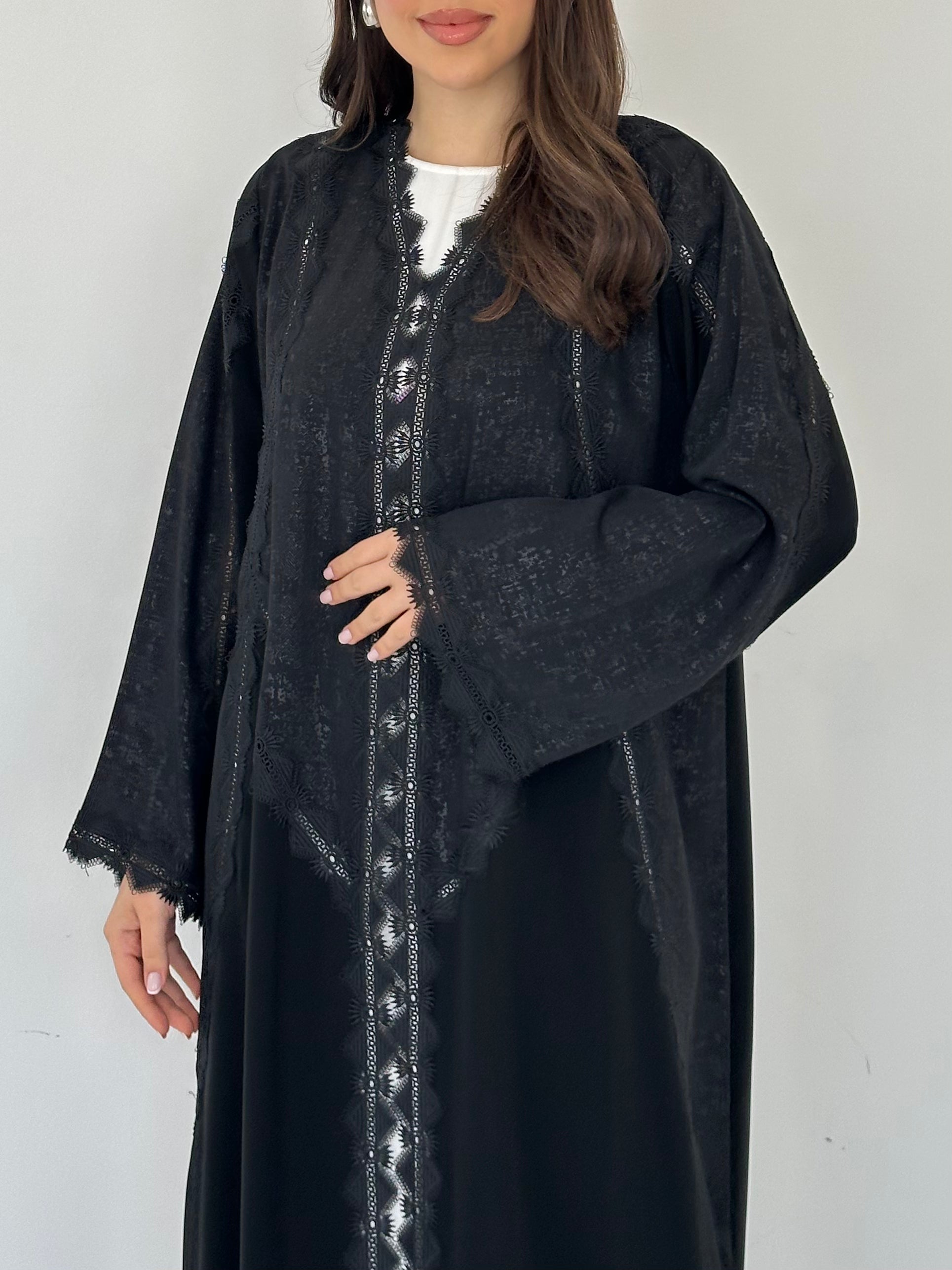 C 2286 Black Lace Abaya
