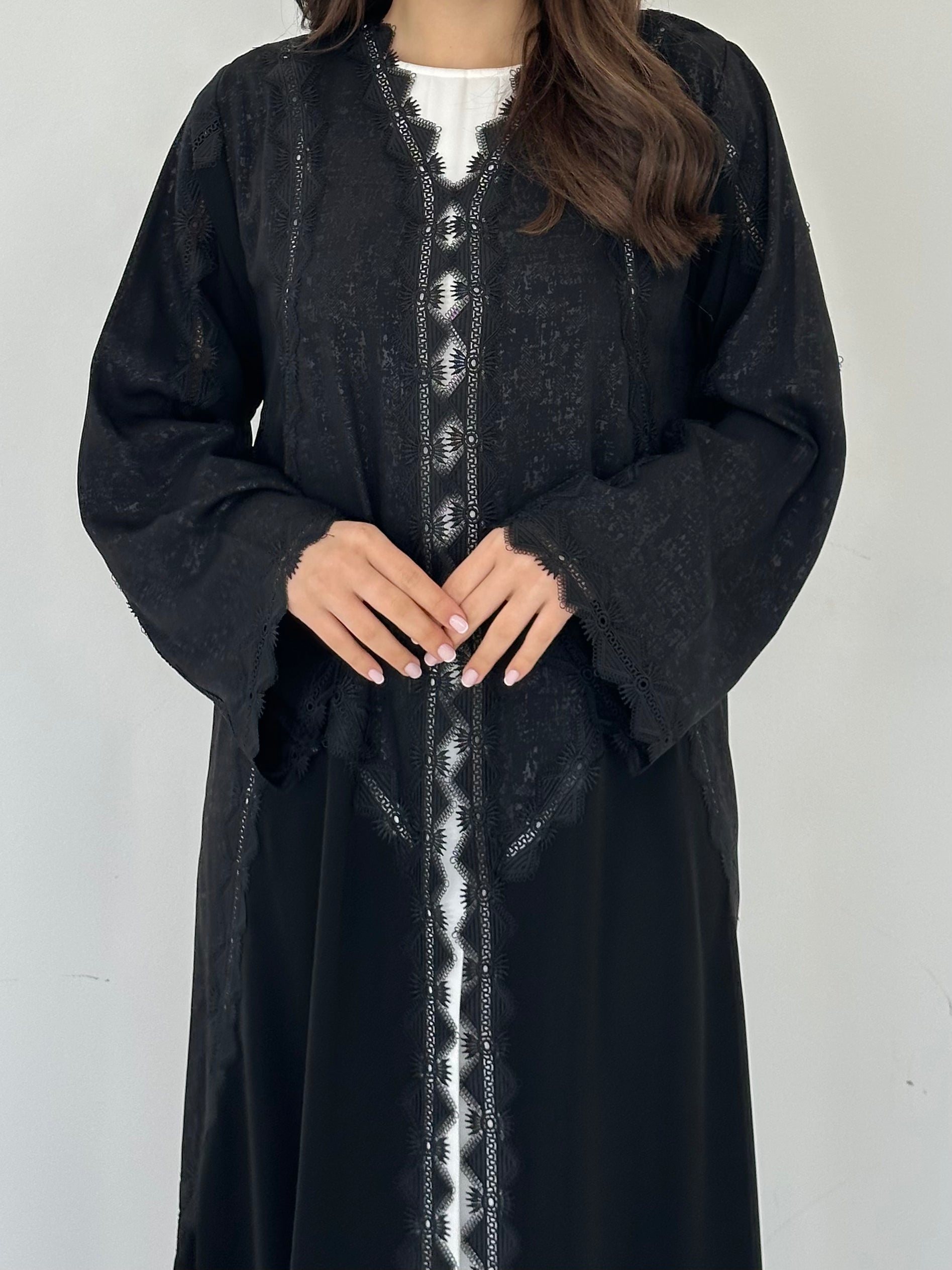C 2286 Black Lace Abaya