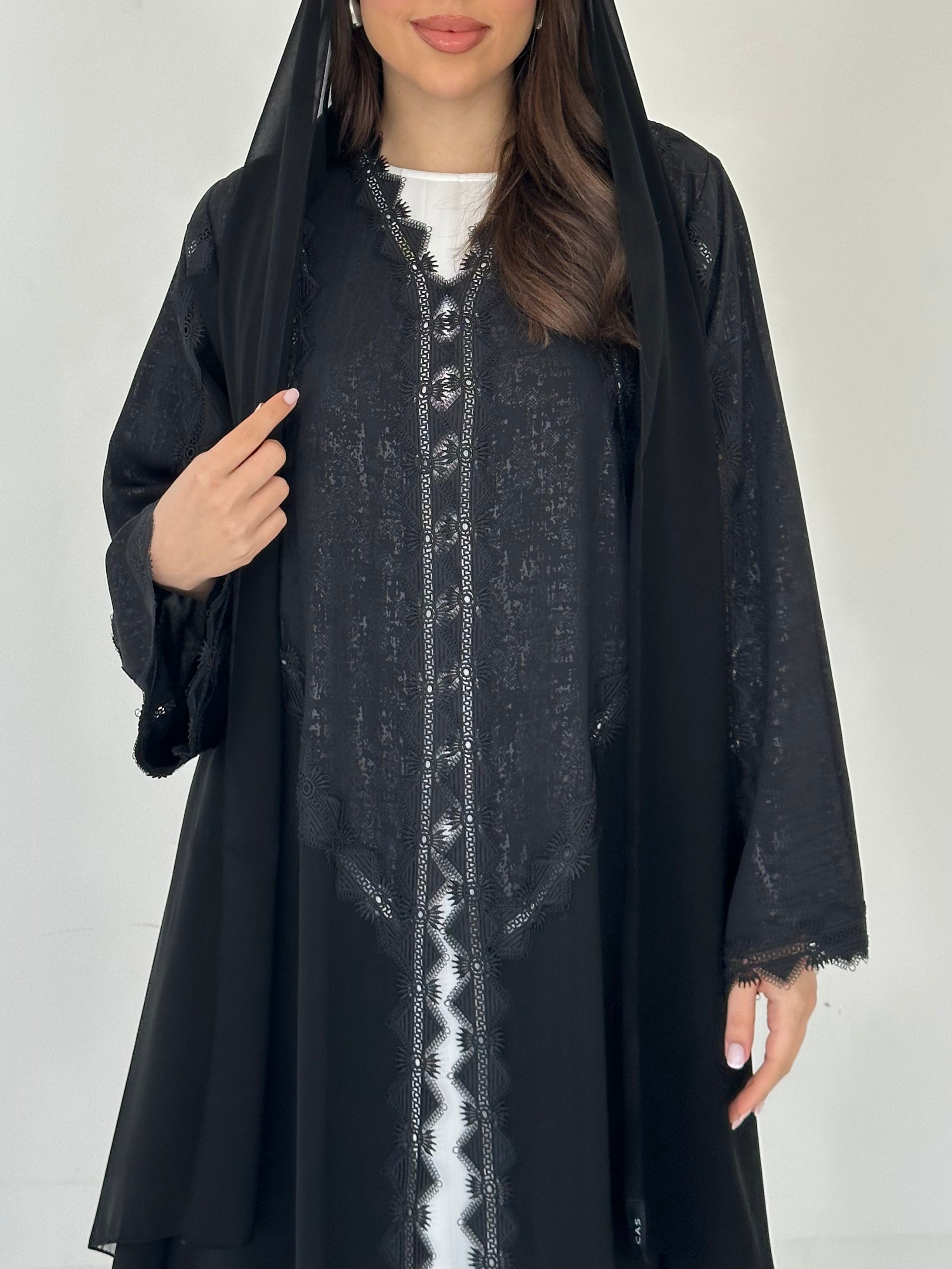C 2286 Black Lace Abaya