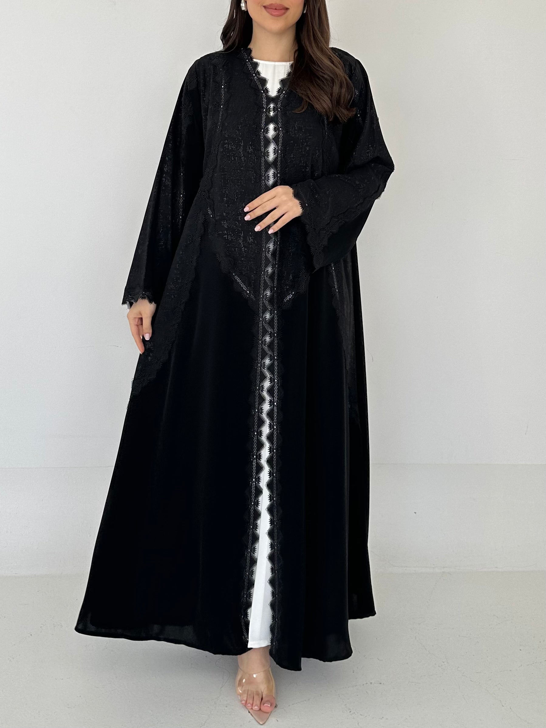 C 2286 Black Lace Abaya