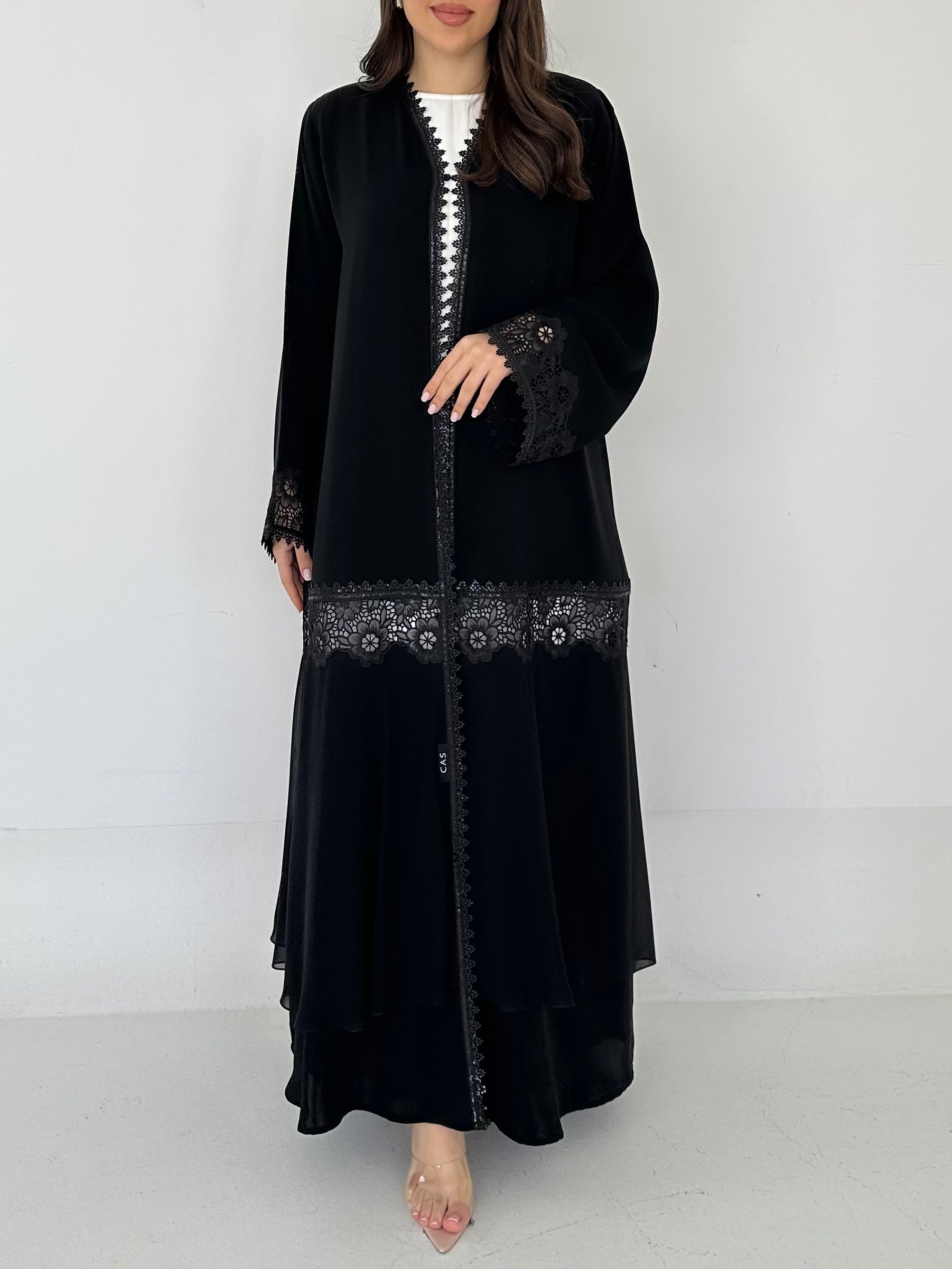C 2288 Black Lace Abaya