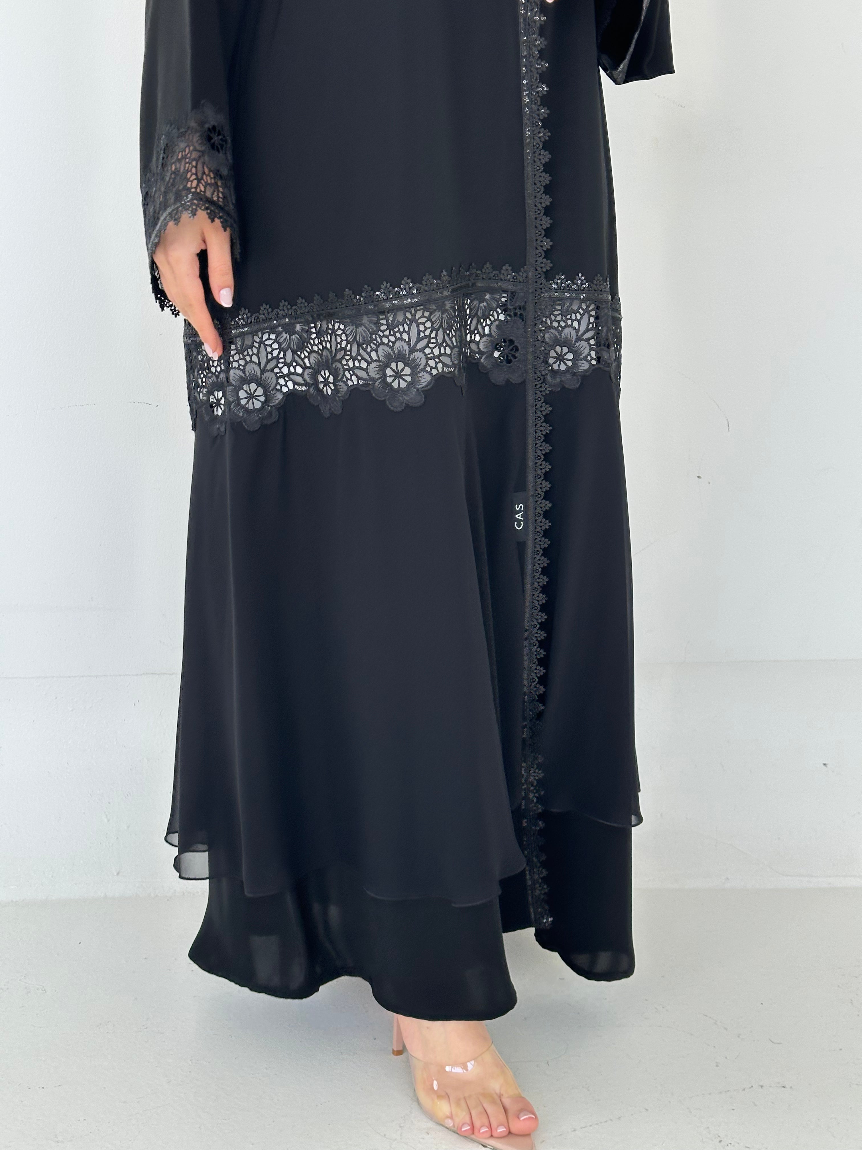 C 2288 Black Lace Abaya
