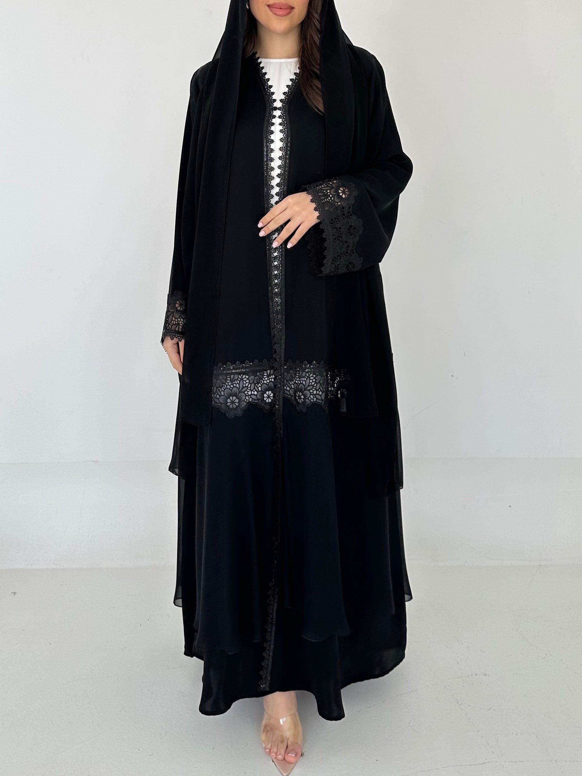 C 2288 Black Lace Abaya