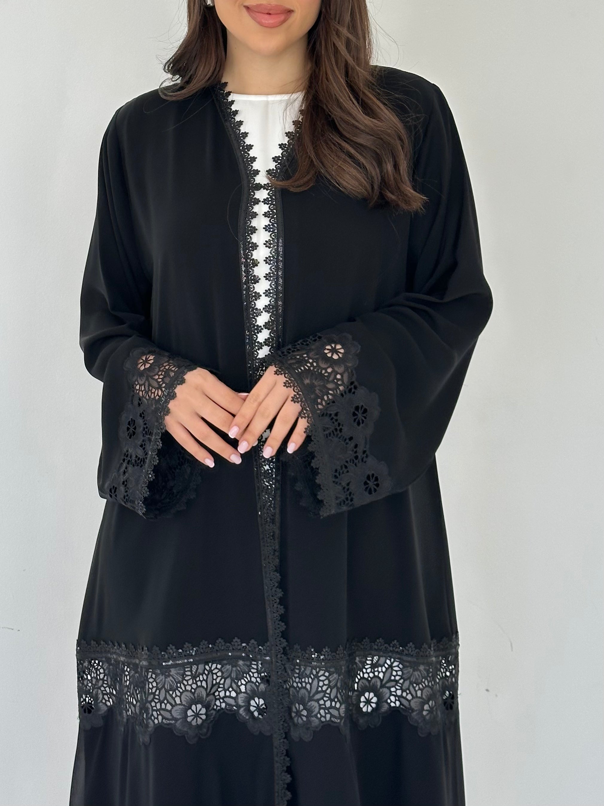 C 2288 Black Lace Abaya