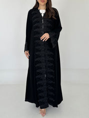 C 2289 Black Crystal Lace Abaya