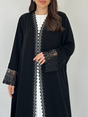 C 2290 Black Roses Lace Abaya