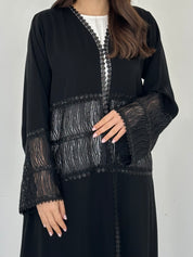 C 2291 Black Sequins Lace Abaya