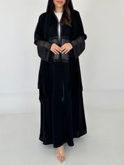 C 2291 Black Sequins Lace Abaya
