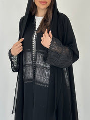 C 2291 Black Sequins Lace Abaya